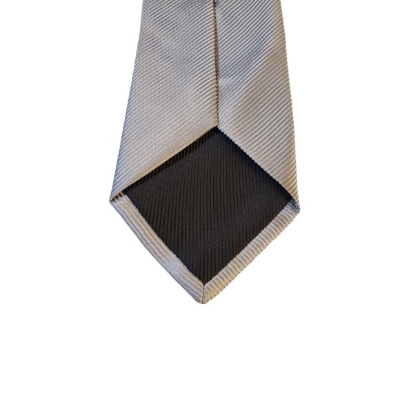 Geoffrey Beene Repp Gray 100% Silk Luxury Men Neck Tie Wedding Business Everyday - Picture 6 of 12